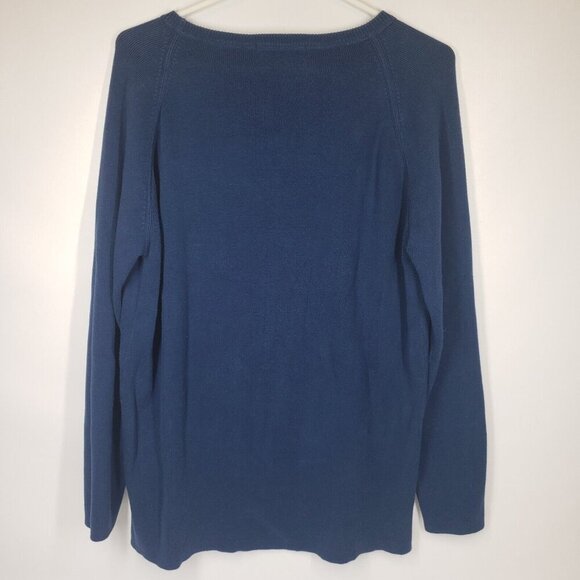 Rino Rossi Knit Sweater Blue Women's Large 100% Cotton Long Sleeve - Picture 3 of 14